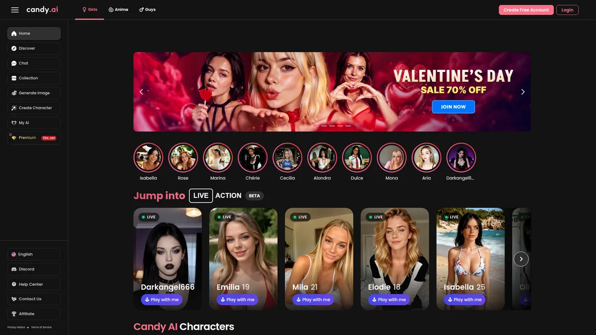 Candy AI homepage